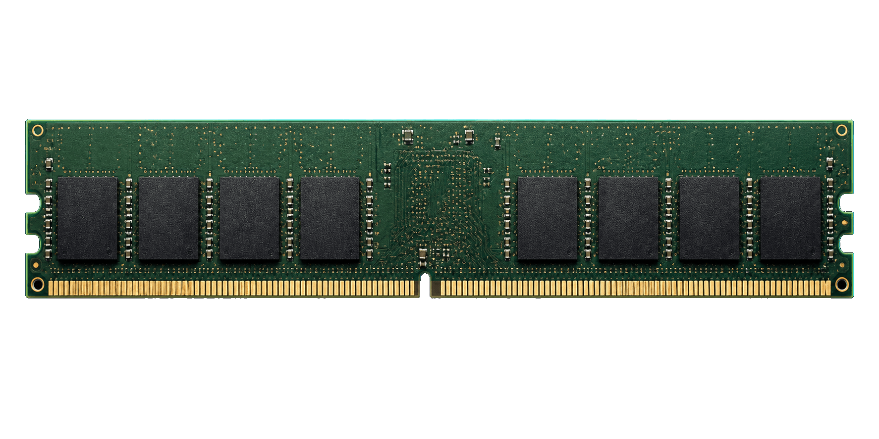 Rear of a photorealistic DDR5 ECC registered server memory module