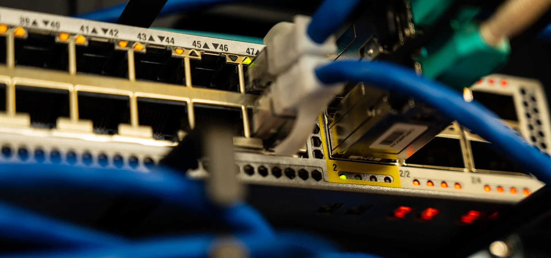 Installed enterprise network switch with structured Ethernet cabling