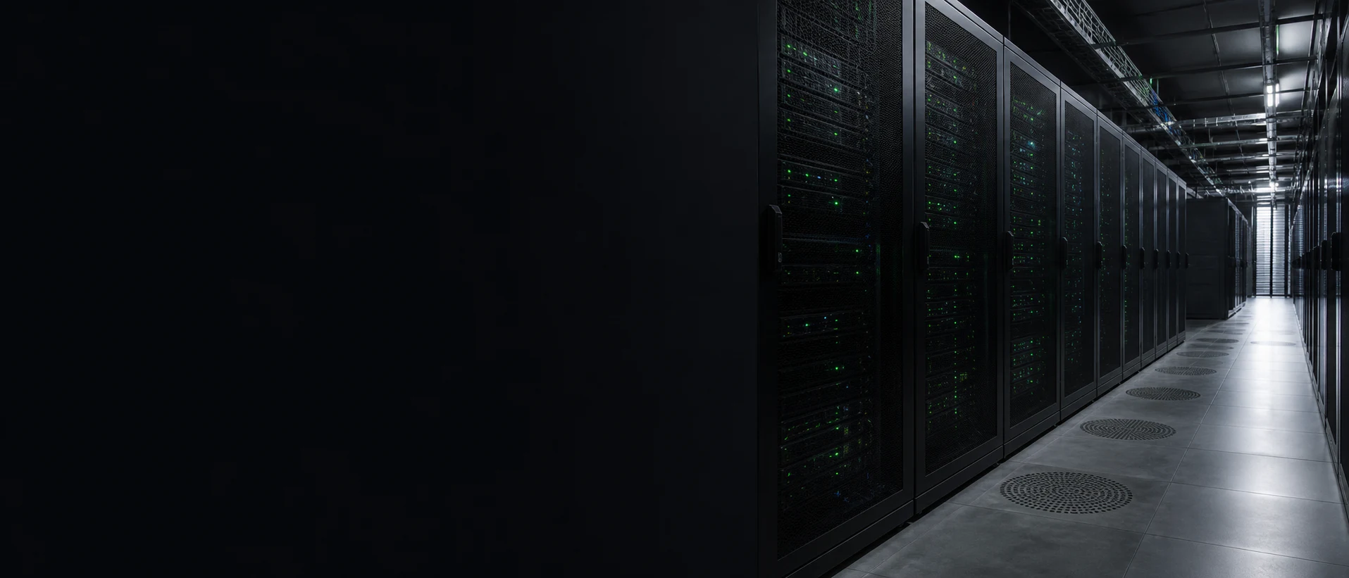 Enterprise data-centre aisle with server racks