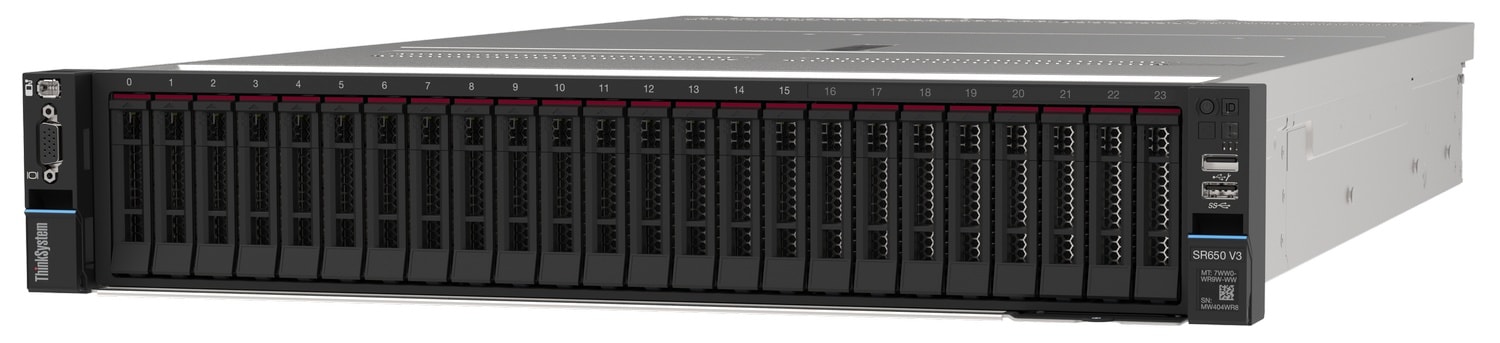 Lenovo ThinkSystem SR650 V3 2U Rack Server — Xeon Silver 4509Y 8-core, 32GB TruDDR5, RAID 9350-8i, 1100W Titanium