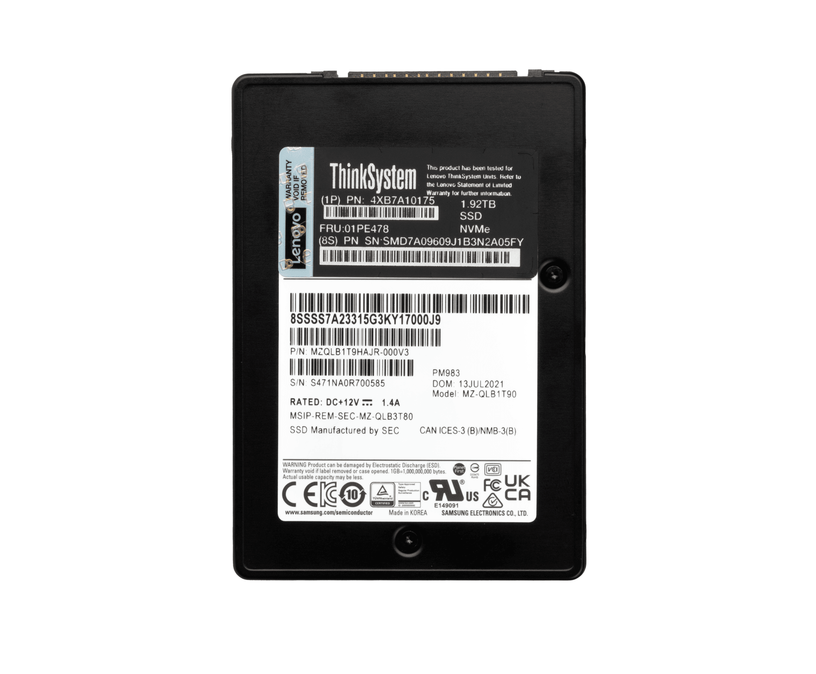 Lenovo ThinkSystem 2.5" U.3 7450 PRO 1.92TB Read Intensive NVMe PCIe 4.0 HS SSD