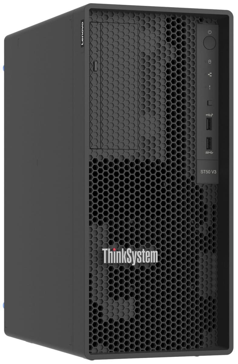 Lenovo ThinkSystem ST50 V3 Tower Server — Xeon E-2434 4C, 32GB DDR5, 2x 960GB SATA SSD, 500W